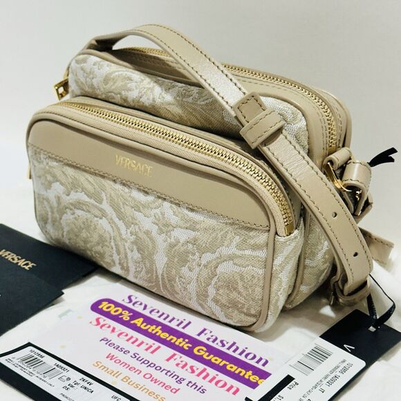 Versace Athena Jacquard Barocco Cream Beige Messenger Crossbody Bag NWT $1,150 - Picture 9 of 15